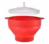 Buhdjfnke - Cuenco de maíz plegable redondo portátil con tapa para uso doméstico - Rojo
