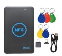 Buhdjfnke Duplicador de Chip Inteligente RFID de 5 Frecuencias + Lector de NFC con 5 CUID, Copiadora IC/ID, 13,56 M, 125 K/HID, 125 K, Escritor de Tokens, Clonador.