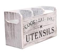 Buhdjfnke Estante para Utensilios de Cocina, Caja de Almacenamiento Rústica de Madera, Tenedores, Cucharas B