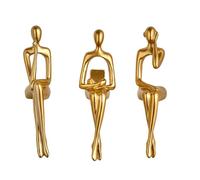Buhdjfnke Estatuas Decorativas de Pensadores de Resina, 3 Piezas, Esculturas Abstractas de Personas Sentadas, Figuras para Estantería o Escritorio, Adornos para Estantes de Oficina en Casa.