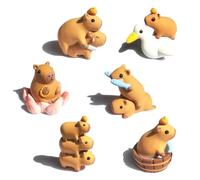 Buhdjfnke Figuras de Capibara, Accesorios de Jardín de Hadas, Decoración de Adornos de Horticultura en Macetas, Esculturas para Decoración de Escritorio del Hogar con Césped