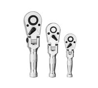 Buhdjfnke Flex-Head Stubby Ratchet Set,1/4", 3/8", 1/2" Drive 72-Tooth Flexible Mini Small Ratchet Handle Wrench Quick-Release