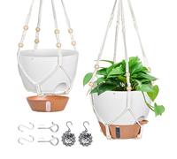 Buhdjfnke Jardinera Colgante de 10 Pulgadas para Plantas de Interior, Paquete de 2 Cestas Colgantes con Riego Automático, Macetas con Orificio de Drenaje, Color