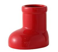 Buhdjfnke Jarrón de Cerámica con Forma de Bota y Zapato, Portalápices de, para Mesa, para, Decoración del Hogar, Color Rojo.