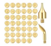 Buhdjfnke Juego de 43 Puntas para Quemar LeñA Que Incluyen Letra, NúMero, SíMbolo, Punta para Quemar Madera para Manualidades de Grabado y Tallado en Bricolaje
