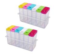 Buhdjfnke Juego de Tarros para Condimentos, Sal, Pimienta, Botella para Condimentos, Tapa de Color, Botella para Condimentos de Cocina, Recipiente para Almacenamiento, Estante para