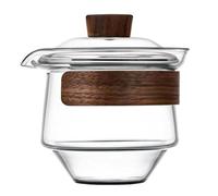 Buhdjfnke Juego de tazas de cristal de borosilicato de 200 ml con tapa de madera, aislante del , cuenco de té, vajilla de China