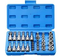 Buhdjfnke Juego Profesional de 34 Dados Torx y Dados de Estrella E-Torx con Entrada de 1/4", 3/8" y 1/2", Puntas Torx Macho y Hembra, Herramienta Manual.