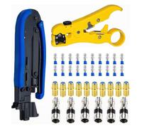 Buhdjfnke Kit de Crimpadora de Cable Coaxial, Herramienta de Compresión Coaxial Ajustable RG6 RG59 RG11 75-5 75-7 Kit de Separador de Cable Coaxial