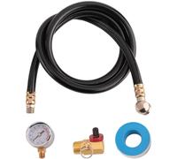 Buhdjfnke Kit de VáLvula de Tanque de Aire con ManóMetro, Viene con ManóMetro de 2 Pulgadas, 1/8 Pulgada NPT, Manguera de Aire de 4 Pies, Perilla de 1/4 Pulgada, Colector de Tanque de Aire