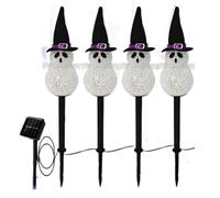 Buhdjfnke Luces LED de Estaca para Jardín Fantasma (Paquete de 4) Impermeables para, para Patio Exterior, Decoración de Halloween (Fantasma Frío), Luces de Camino de Halloween
