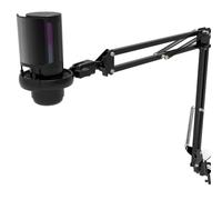 Buhdjfnke Micrófono USB con interruptor de iluminación RGB, silenciamiento por del ratón, micrófono profesional de grabación de escritorio con soporte, micrófono para juegos