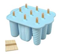 Buhdjfnke Moldes de silicona de 9 agujeros para helados con palos, con 50 palitos de hielo C