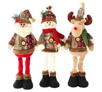 Buhdjfnke Navidad Decorativa Santa Claus Muñecas 3PCS Pie Año Ornamento Navidad Muñecas Feliz Navidad