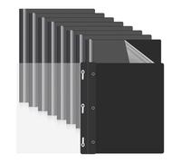 Buhdjfnke Paquete de 10 Cubiertas para Informes con Sujetadores de 3 Puntas, Carpetas de Presentación, Carpetas para Informes de Plástico con Cubiertas Traseras Negras