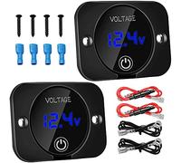 Buhdjfnke Paquete de 2 VoltíMetros Digitales LED con Interruptor de Contacto, VoltíMetro de Coche CC 12V 24V con Pantalla Digital LED Panel de VoltíMetro Impermeable