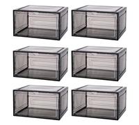 Buhdjfnke Para caja de zapatos de exhibición, juego frontal de 6, cajas de plástico apilables con puertas transparentes, fáciles de guardar y presentar zapatillas.