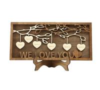 Buhdjfnke Placa de Madera para Árbol Genealógico, Decoración Tallada, Adornos con Apellido, Regalo del Día de la Madre, 6 Nombres