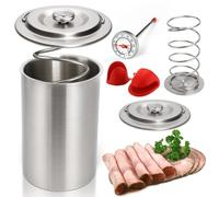 Buhdjfnke Prensa para Fiambres, Molde de Acero Inoxidable para Jamón con Termómetros y Guantes de Silicona para Cocina.