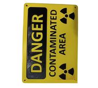 Buhdjfnke Señal con texto en inglés «Peligro de zona contaminada, radiación nuclear»/peligro, señal de novedad, larga duración, fácil de usar, color amarillo