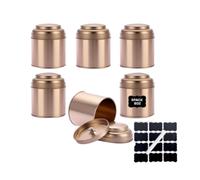 Buhdjfnke Small Kitchen Can 8 FL Oz Tea Tin with Airtight Double Lids (6pcs) for Loose Leaf Tea Storage Rose Gold