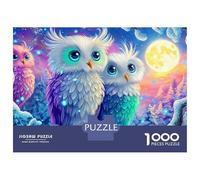 Búho 1000 Piece Sturdy Paper Board Snowy Búhos Jigsaw Puzzles for Teens Digital Detox Home Decor Recycled Cardboard Limited Edition 52x38cm/1000pcs