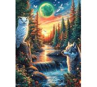 Búho a la luz de la Luna Puzzle 300 Piezas Cartón Blanco Premium para Expertos Cuentos de Hadas de Animales Salvajes fantásticos Vacaciones Fines Semana Hobby Y Ocio Regalo Navideño 30