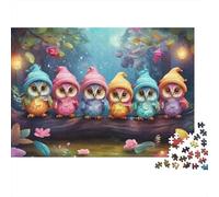 Búho Adorable Bosque Nocturno Puzzle de 1000 Piezas Papel Puzzle para Adultos Colorido Juego de Puzzle 1000 Piezas Regalo Hogar 52x38cm/1000pcs