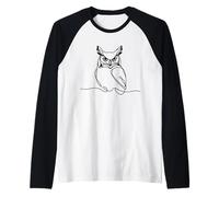 Buho Arte Lineal Observador de Aves Camiseta Manga Raglan