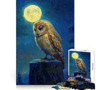 Búho bajo la luz de la Luna, Rompecabezas de 1000 Piezas para Adolescentes, Ideal para estimular la Memoria, Reducir el estrés, con Cortes Suaves y un Regalo artístico (38x26cm)