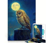 Búho bajo la luz de la Luna, Rompecabezas de 1000 Piezas para Adolescentes, Ideal para estimular la Memoria, Reducir el estrés, con Cortes Suaves y un Regalo artístico (38x26cm)