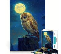 Búho bajo la luz de la Luna, Rompecabezas de 1000 Piezas para Adultos, Juguete Que desafía la Mente, diversión en Conjunto, Corte de Calidad, (38x52cm)