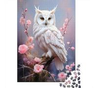 Búho Blanco con Flores 1000 Piezas Stock De Cartas Premium Paquete De Rompecabezas Entusiastas De Jigsaw Senior Difícil Desafío Decoración De Paredes Paquete De Valor 70x50cm/1000pcs