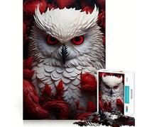 Búho Blanco Entre Flores Rompecabezas de 1000 Piezas para Adultos Juego de lógica Corte de precisión Bordes Lisos reuniones Familiares (38x26cm)