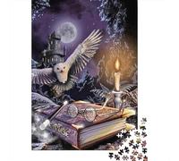Búho Blanco Puzzle de 1000 Piezas Papel para Adultos Escena Mágica a la Luz de la Vela Noche Misteriosa Enfoque Regalo Hogar Familia 70x50cm/1000pcs