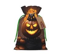 Búho calabaza feliz Halloween 1 bolsa con cordón impreso para regalos, bolsas de regalo adorables reutilizables, perfectas para joyas y mucho más