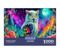Búho caprichoso, 1000 Piezas, Regalo Divertido: Fondo Colorido cósmico de búho para Adultos y niños, Actividad para el hogar, Regalo de 52 x 38 cm (1000 Piezas)