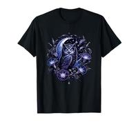 Búho Celestial bajo la Luna Creciente florece la Noche Camiseta