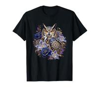 Búho Celestial Boho con Rosas Azules Y Lirios Camiseta