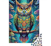 Búho Colorido Bosque Arte Puzzle de 1000 Piezas Papel Puzzle para Adultos Relajación Atención Decoración Regalo Familiar 38x26cm/1000pcs