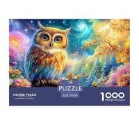 Búho Colorido en una Rama bajo un Cielo Estrellado Puzzle De 1000 Piezas búho Educativo Y Desafiante, Regalo para Todos 70x50cm/1000pcs
