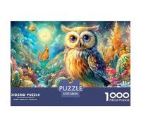 Búho Colorido, Mariposas, Desierto Floral Bajo la Luna Puzzle De 1000 Piezas búho Hombres, Mujeres, Ancianos Y Mayores 38x26cm/1000pcs
