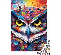 Búho Colorido Puzzle de 1000 Piezas Papel para Adultos Estilo Artístico Enfoque Puzzle para Toda la Familia Relajación Decoración Regalo 38x26cm/1000pcs