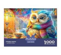 Búho con Gafas Escribe a la Luz de una Lámpara Puzzle De 1000 Piezas búho Juego De Puzzle Familiar para Todas Las Edades 70x50cm/1000pcs