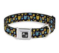 Búho con Hebilla de 45,7 a 81,2 cm con Esquema Negro/Multi neón para Collar de Perro, Ancho Grande