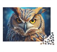Búho con Ojos Brillantes Rompecabezas de 1000 Piezas Primer Plano de búho cornudo Adultos de 12 años en adelante Juego Educativo Hermosa decoración Difícil Desafiante 52x38cmif
