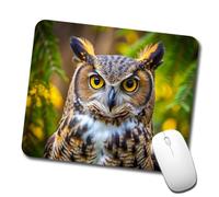 Búho Cornudo, Ave Rapaz De Presa Alfombrilla De Ratón Bordes Cosidos Mouse Pad Agradable Alfombrilla De Escritorio para Gaming Oficina Hogar 25X30Cm