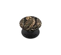 Búho cornudo Luna Llena Floral Bosque Naturaleza Arte PopSockets PopGrip Adhesivo