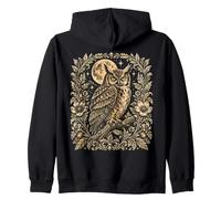 Búho cornudo Luna Llena Floral Bosque Naturaleza Arte Sudadera con Capucha