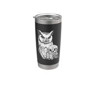 Búho Cría de Búho Niña Animal Búho Hombres Mujeres Búho Vaso térmico de acero inoxidable de doble pared